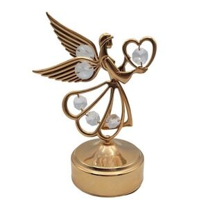Vintage Crystal 24kt Gold Plated Angel "Love Story" Musical Carousel Mascot